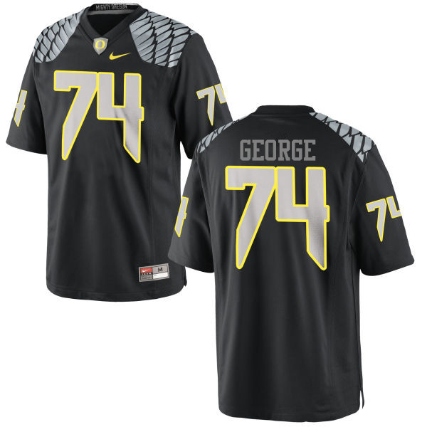 Men #74 Elijah George Oregon Ducks College Football Jerseys-Black - Click Image to Close